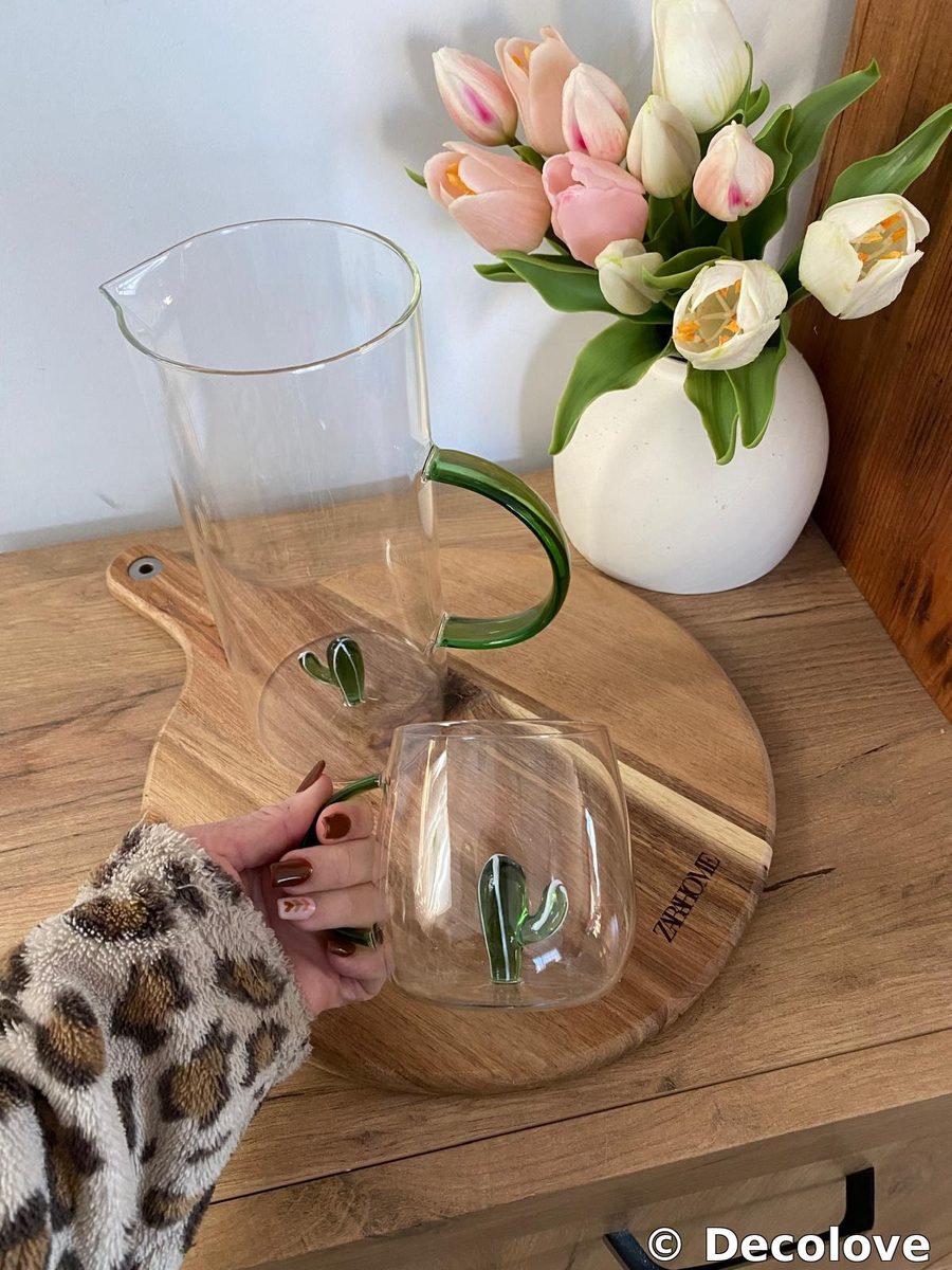 Set jarra + vaso cactus Zara Home