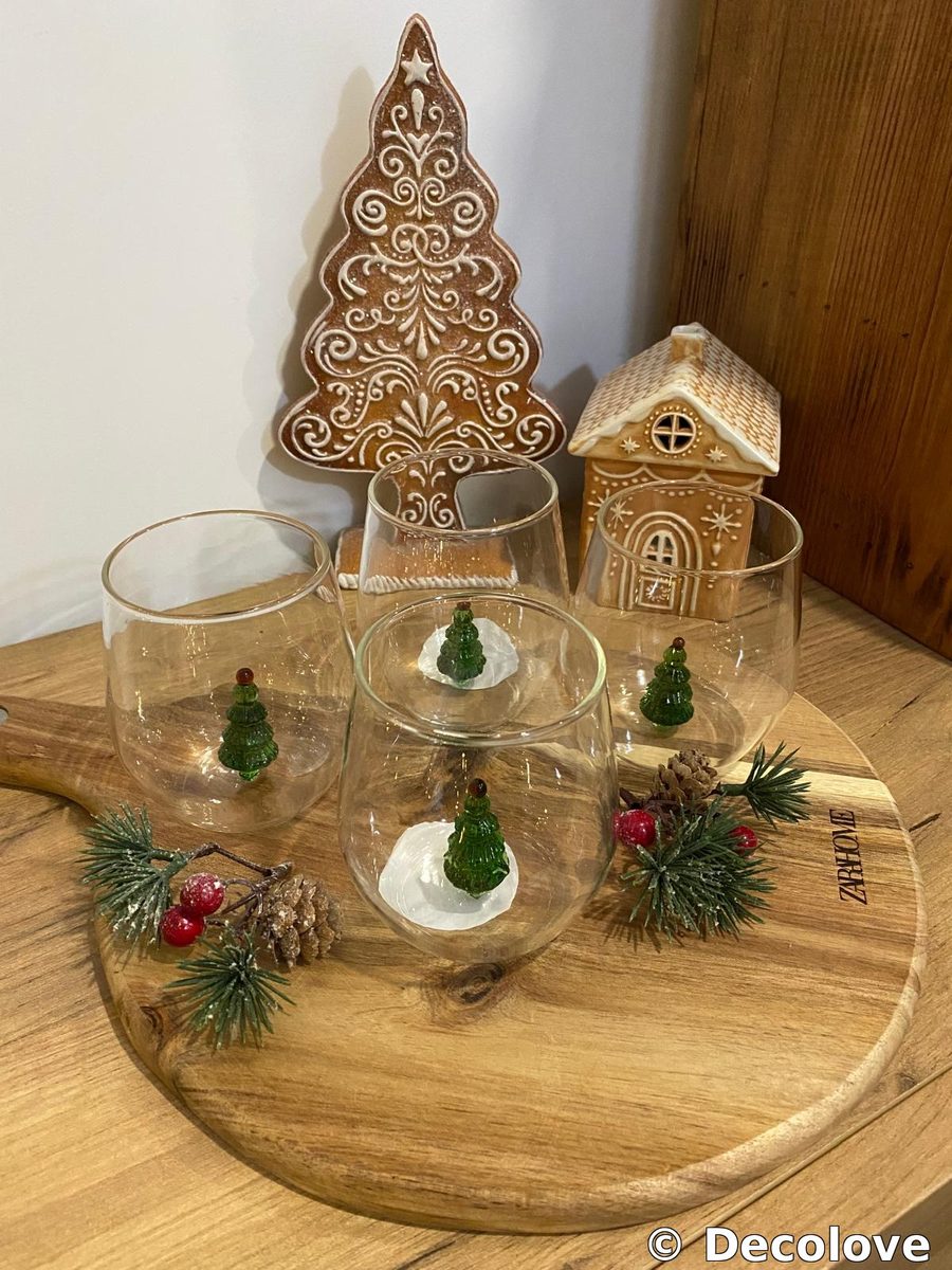 Set vasos navidad árbol cristal x4 + tabla ZH · foto 2