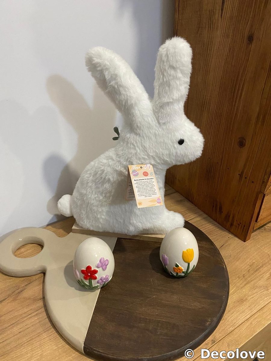 Conejo peluche blanco grande + huevos Pascua · foto 2