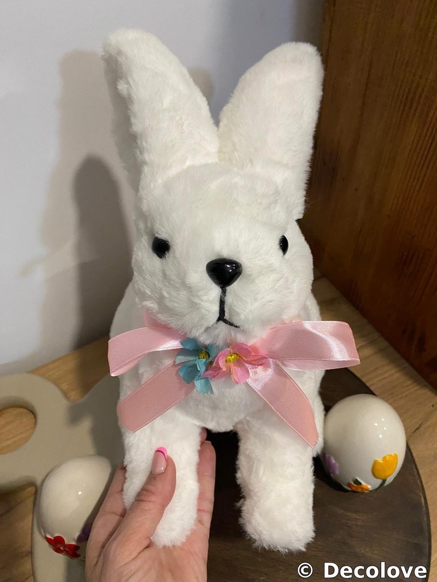 Conejo peluche blanco grande + huevos Pascua · foto 3
