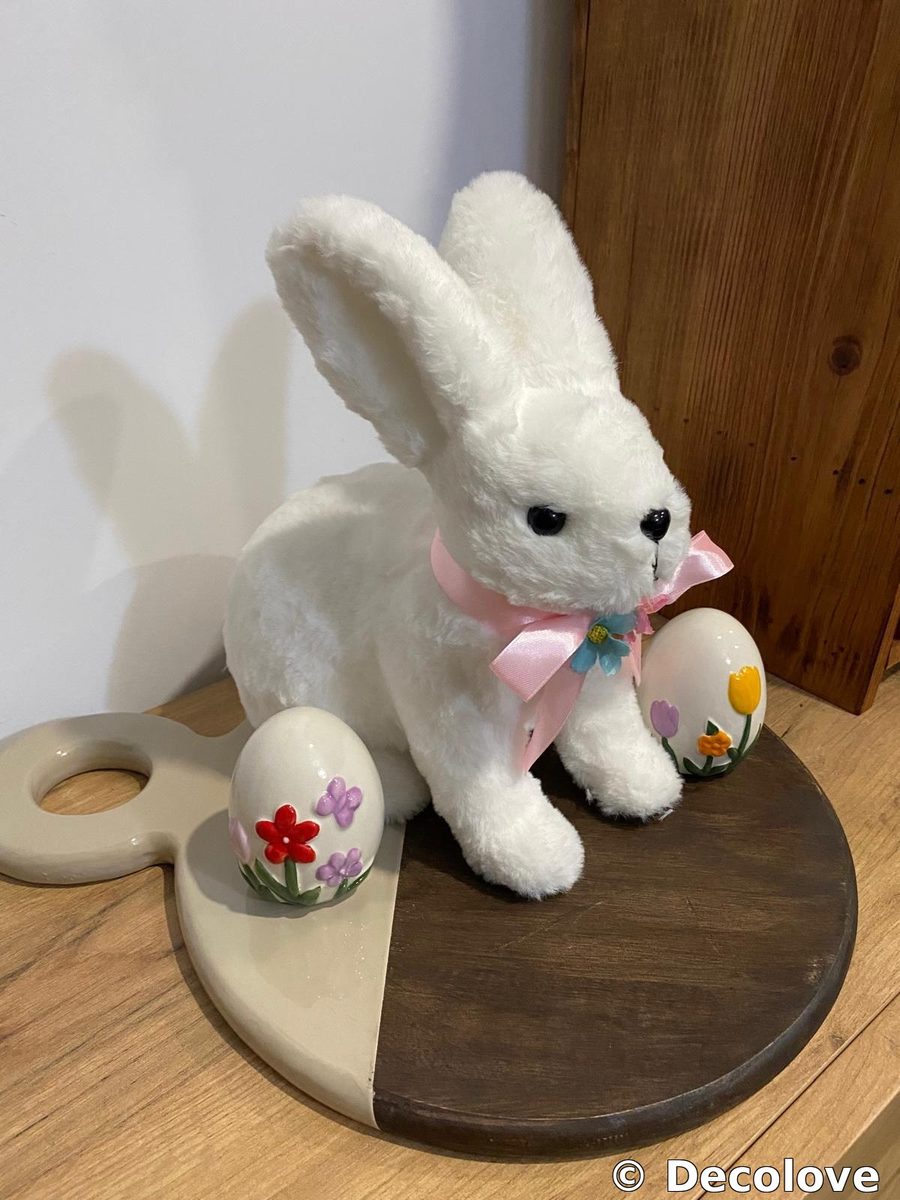 Conejo peluche blanco grande + huevos Pascua · foto 4