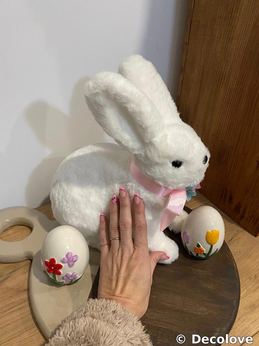 Conejo peluche blanco grande + huevos Pascua · foto 5
