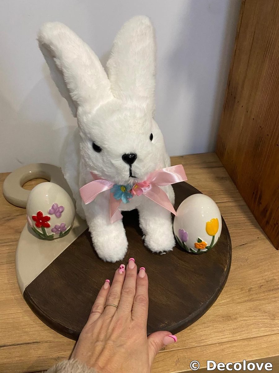 Conejo peluche blanco grande + huevos Pascua · foto 6