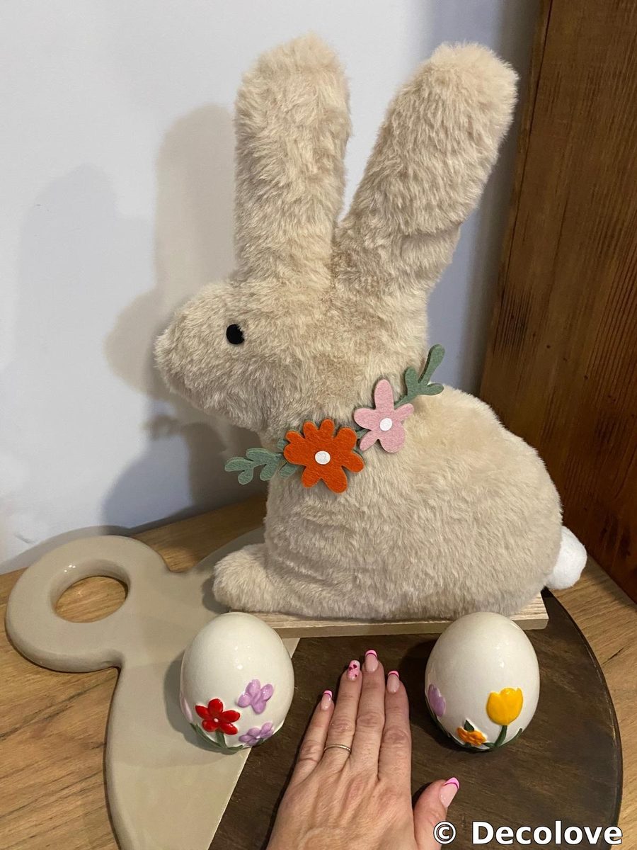 Conejo peluche beige/crema grande + huevos Pascua · foto 2