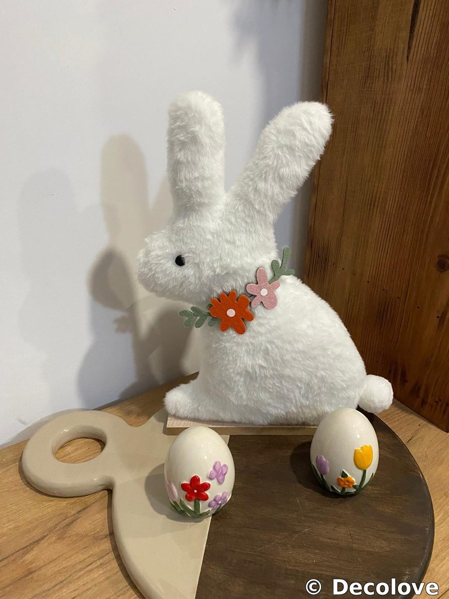 Conejo peluche beige/crema grande + huevos Pascua · foto 3