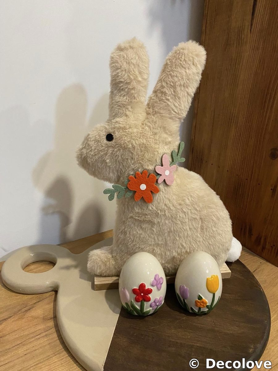 Conejo peluche beige/crema grande + huevos Pascua · foto 4