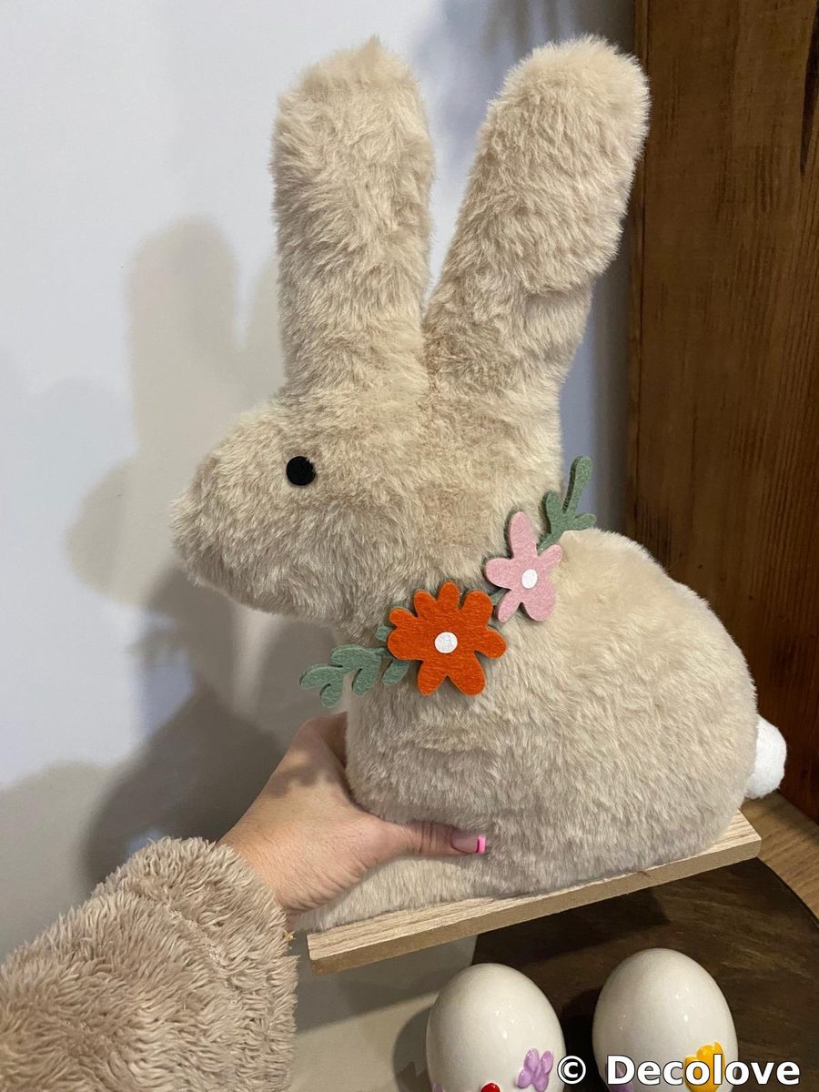 Conejo peluche beige/crema grande + huevos Pascua · foto 5