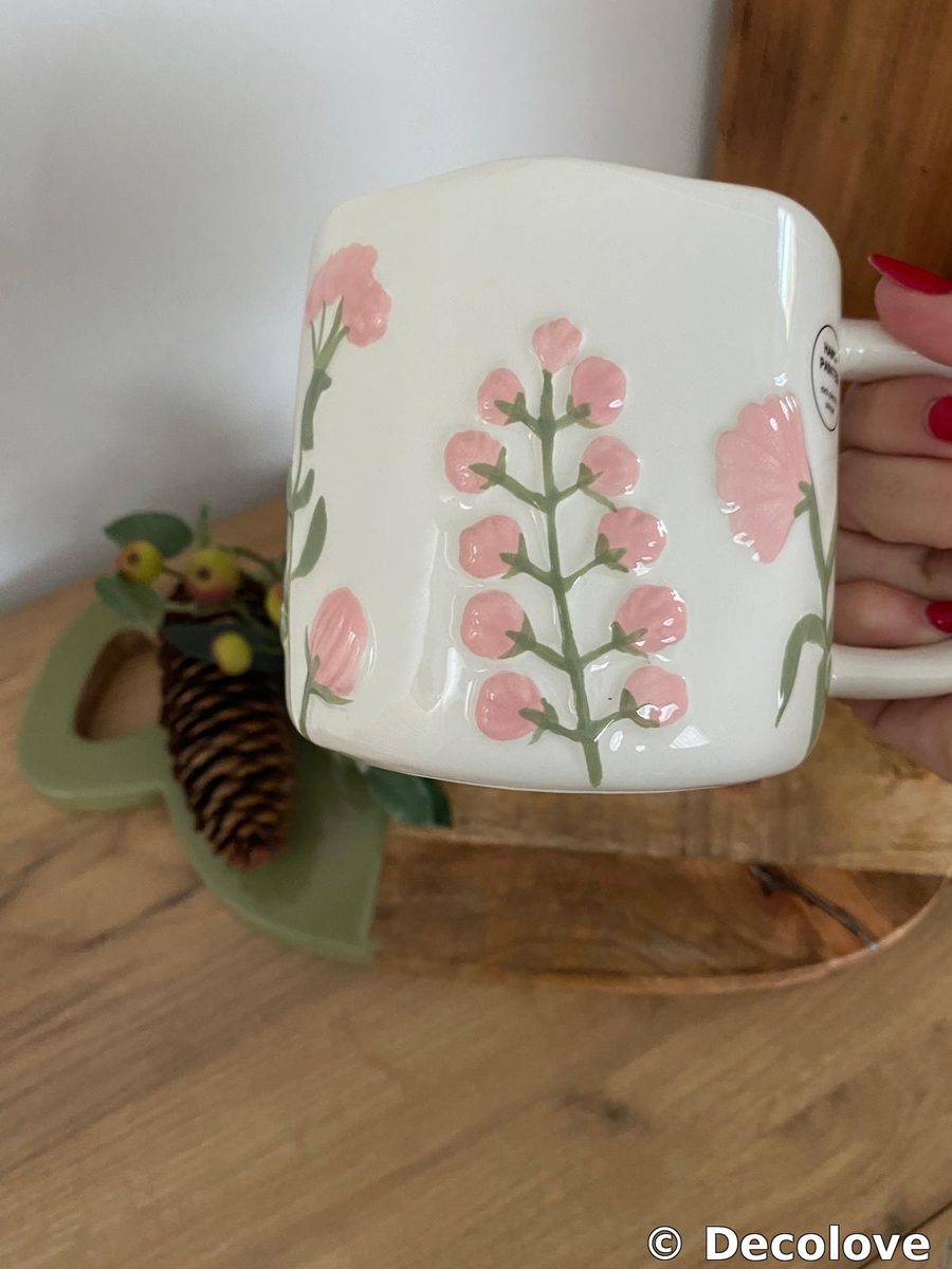 Taza floral rosa handpainted · foto 2