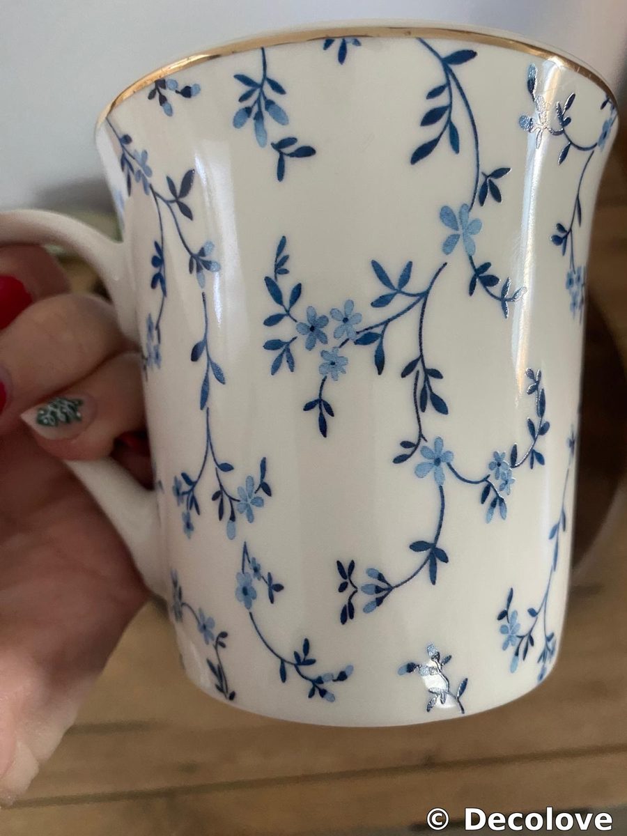 Taza flores azules small + gold rim · foto 2