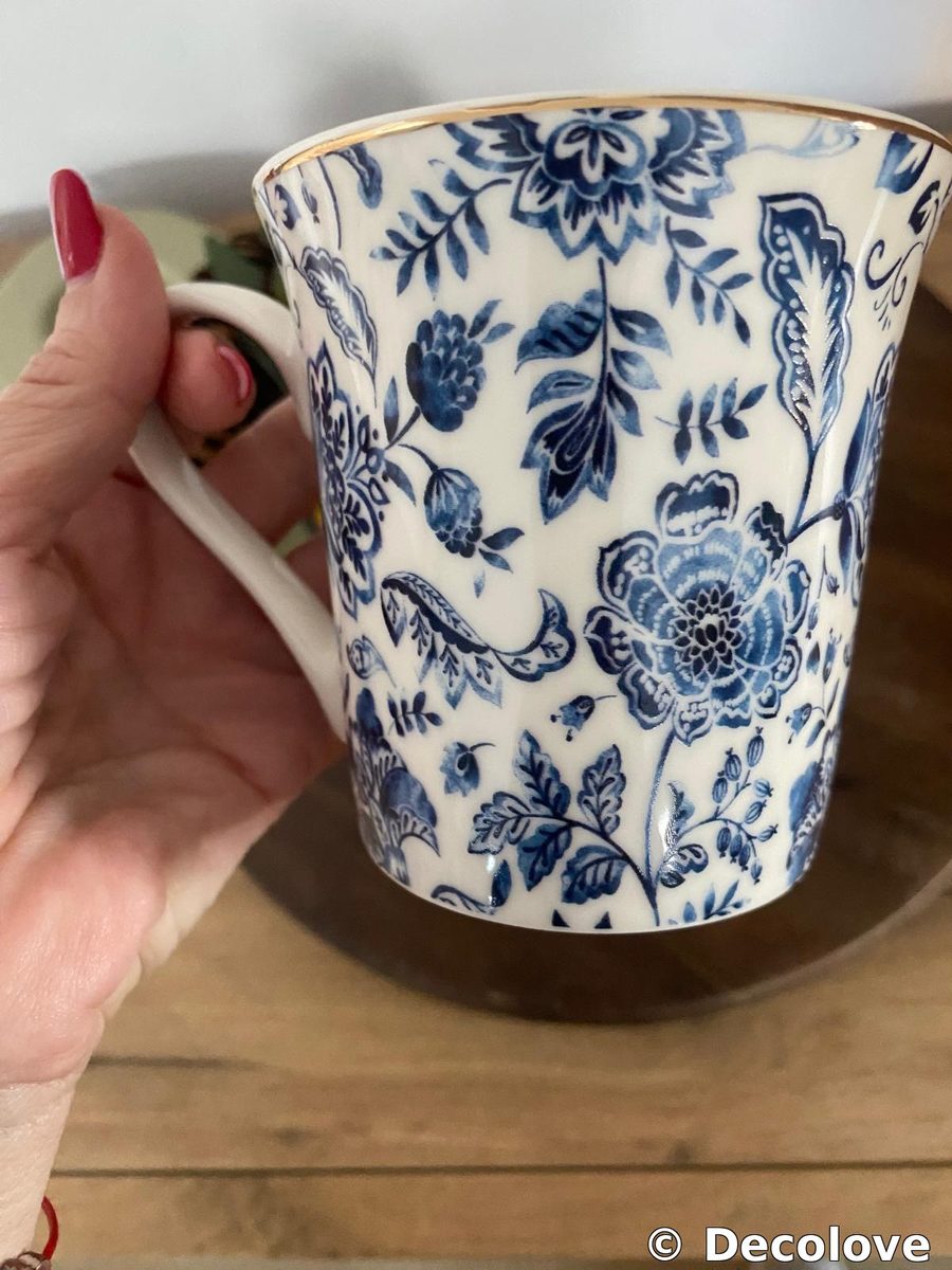 Taza azul floral grande (estilo inglés) · foto 3